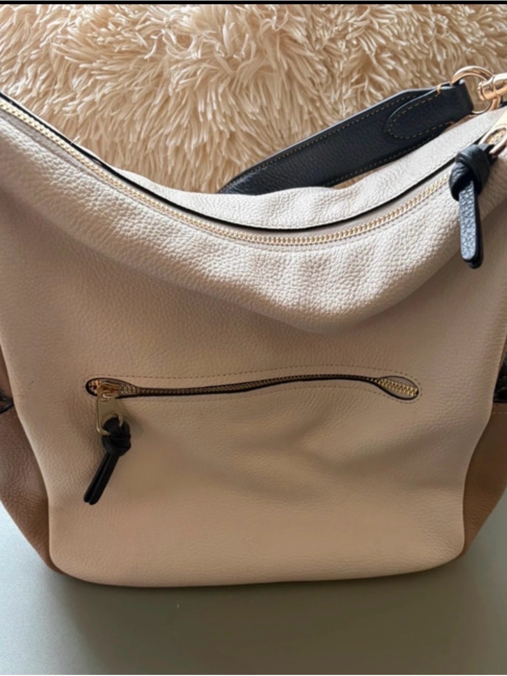Coach Pebbled Leather Hobo in Blush with Black Trim - Picture 6 of 16